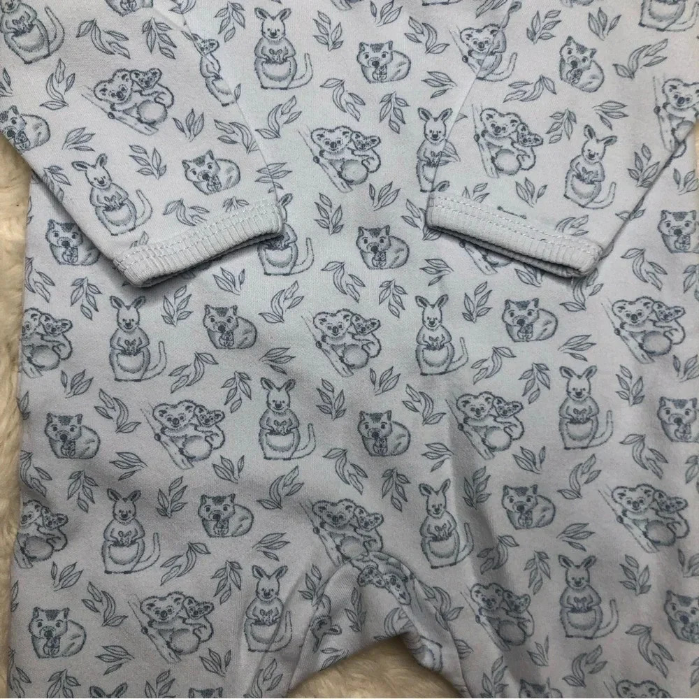 Fixoni Footed Onesie Pajamas  Kangaroo / Koloa Snaps Blue Size 1-3 Months - Picture 11 of 16